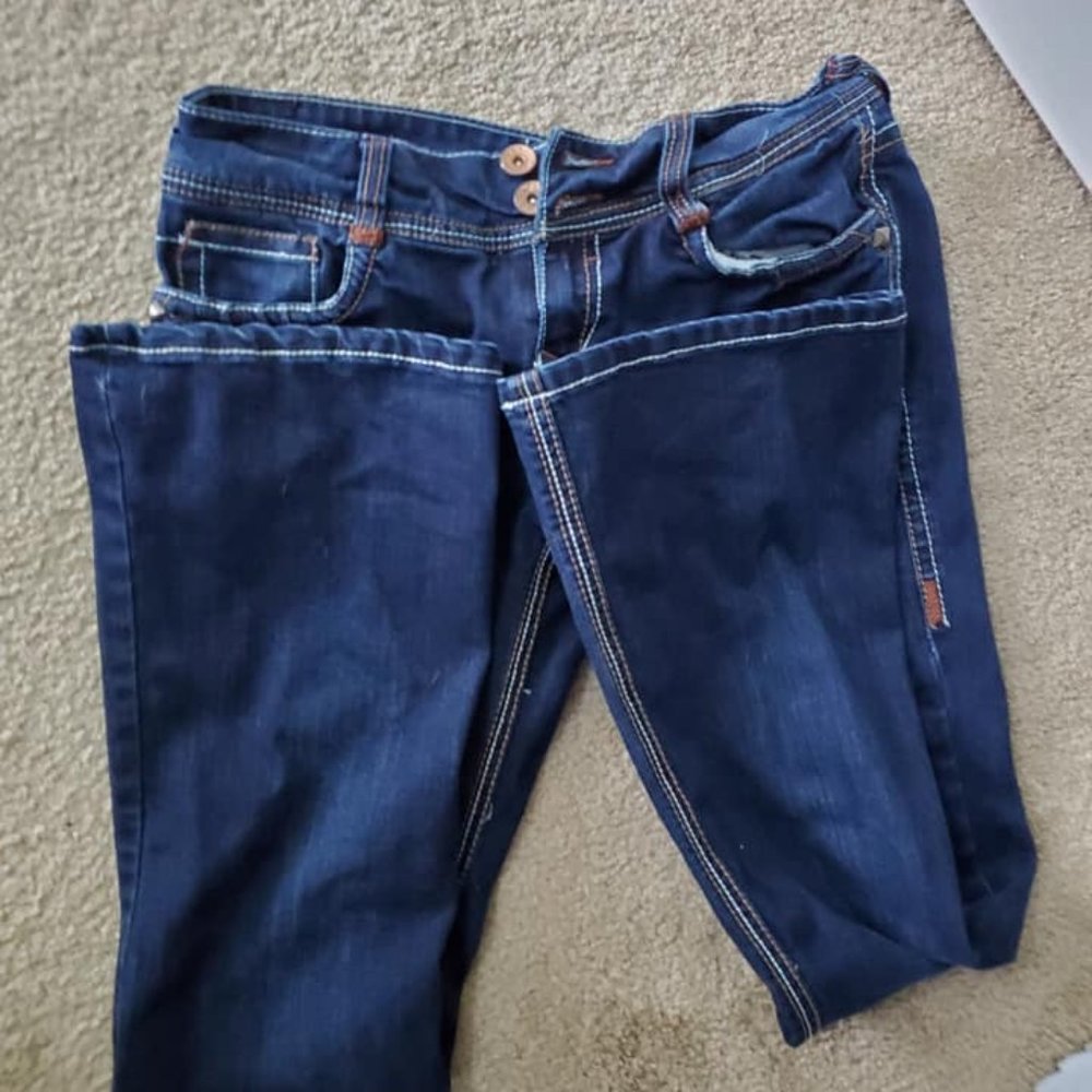 Wildflower Vintage Flair Dark Blue Denim Jeans